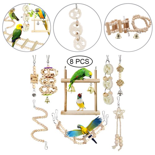 8pcs parrot chewing toys - parrot, set