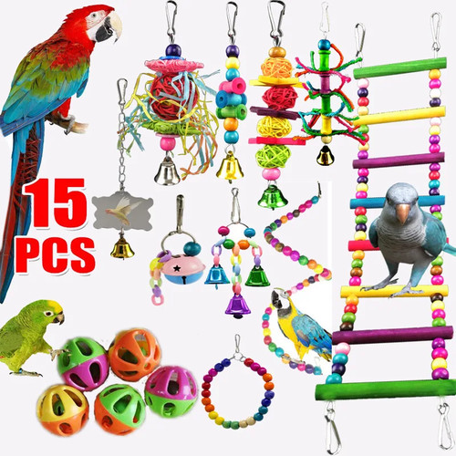 Parrot toy set - metal, rope