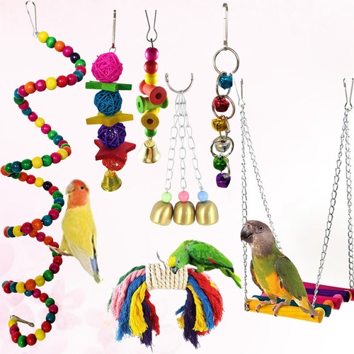 7pcs durable bamboo parrot toy - durable,