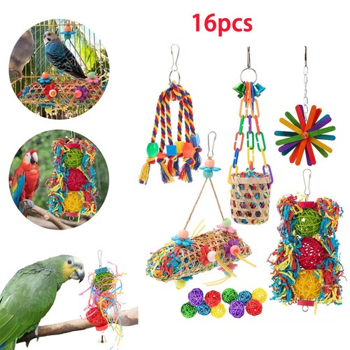 16pcs bamboo parrot toys - toys, set
