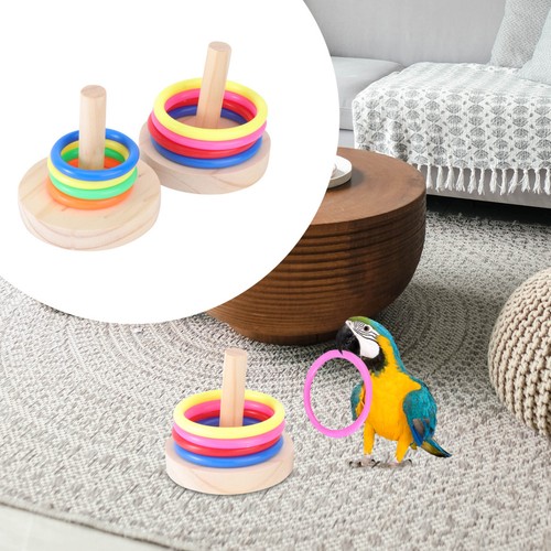 Beige parrot training toy set - beige,