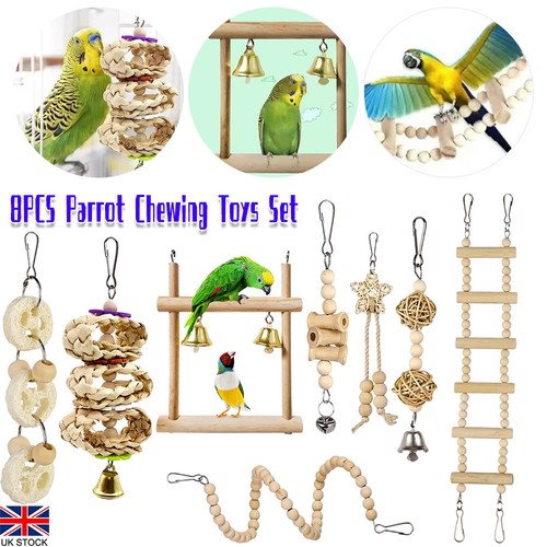 8pcs parrot chewing toys sets - parrot,