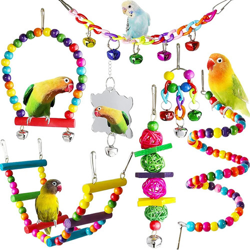 7pcs wooden parrot bird - 7pcs,